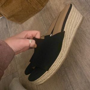 Black wedge sandals